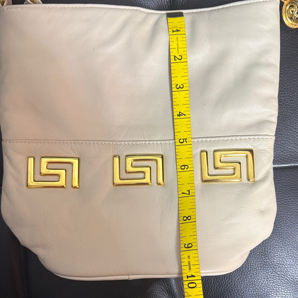 Paris Cream Leather Tassel Crossbody Bag with Gold Accents - Picture 12 of 14